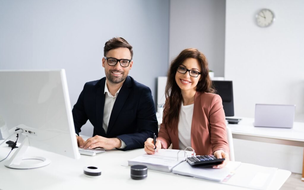 Office room with two accounts for small businesses