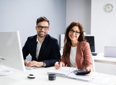 Office room with two accounts for small businesses