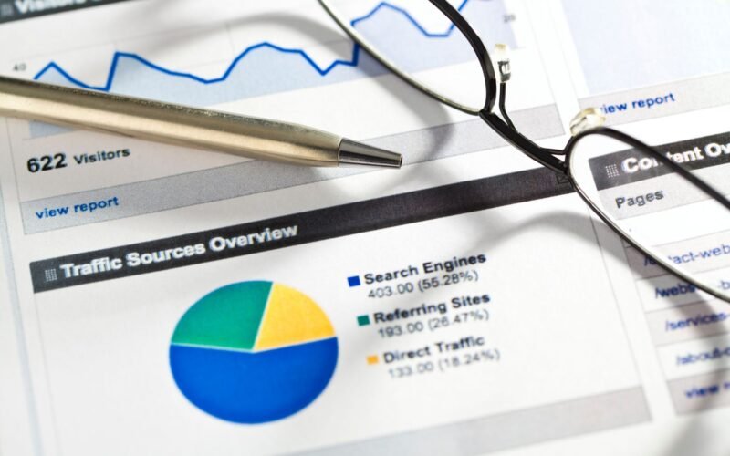 Printed paper with overview of organic traffic for Google Business