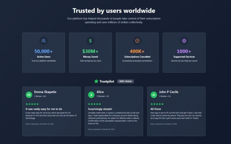 Image showing Unsubby review with high trust scores with good Trustpilot reviews